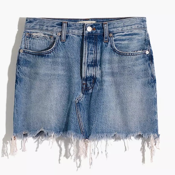 Madewell Rigid Denim Relaxed Mini Skirt in Rosehill Wash 28 - Picture 1 of 14